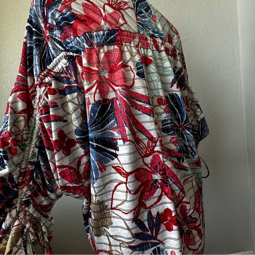Anthropologie Eva Franco Retro Floral Top Tie Sleeves Bat Wings SZ 8 NEW - Picture 7 of 11